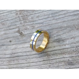 Sõrmus - terasest sinise triibuga